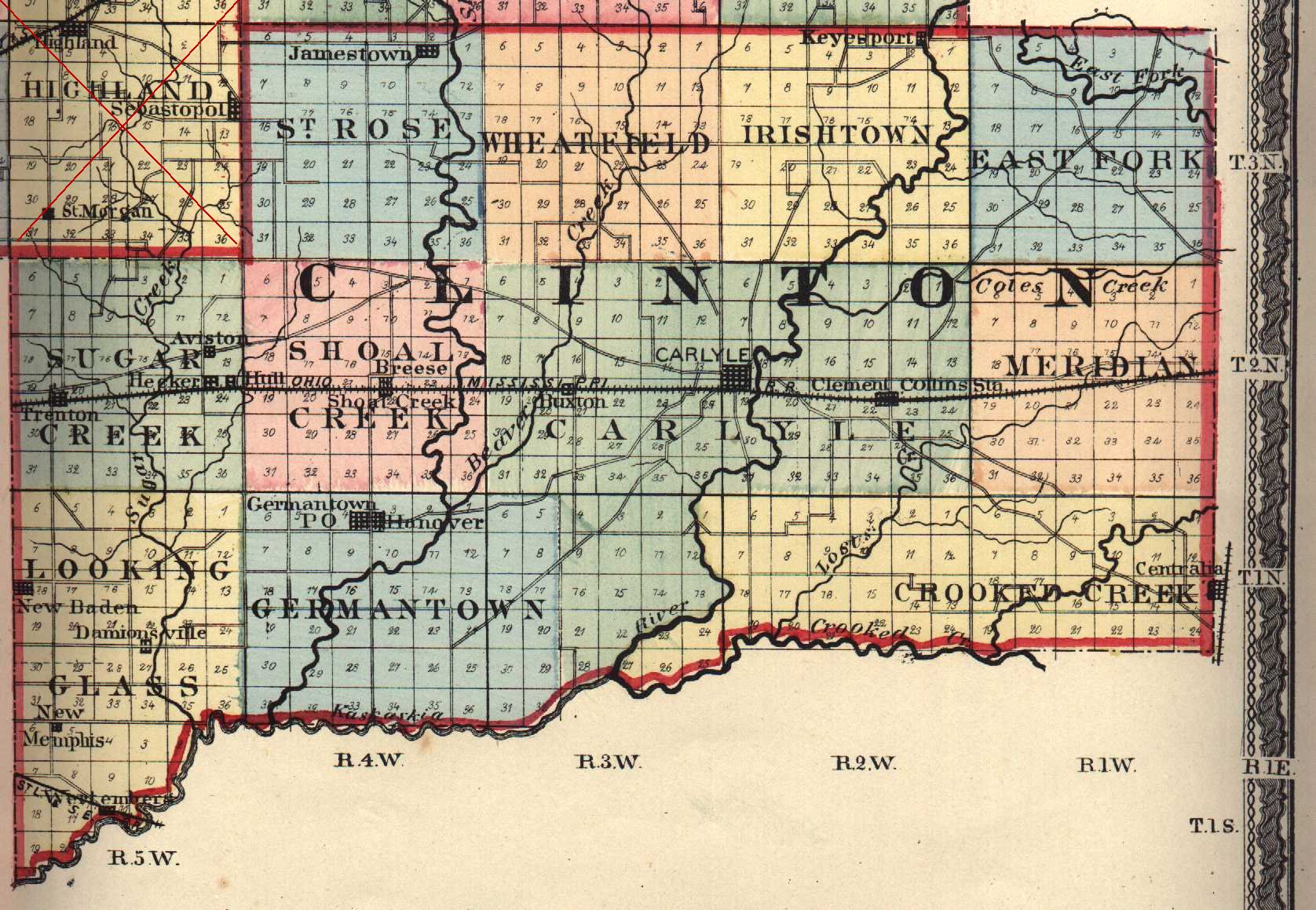 Clinton County IL 1875 map
